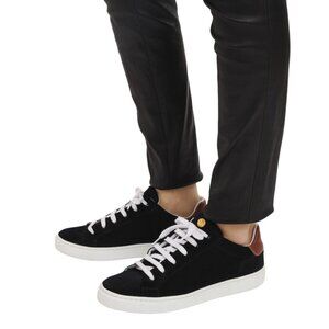 Longchamp Le Pliage Black‎ Suede Russian Leather Heel Lace Up Fashion Sneakers